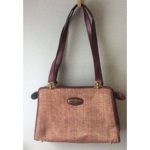 Etienne Aigner Burgundy Tweed Vintage Handbag Satchel Footed Bottom